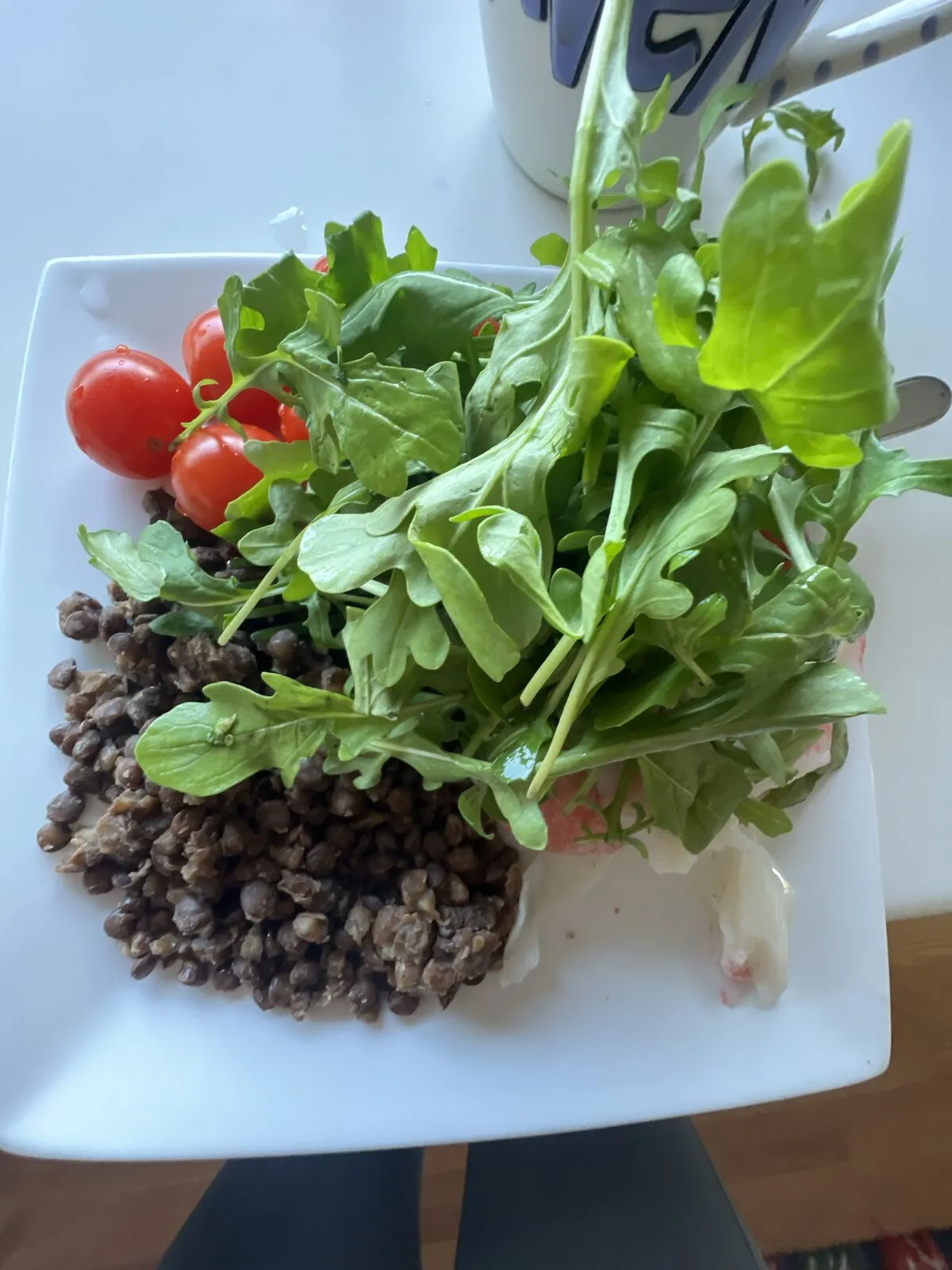 Lentils, Arugula & Cherry Tomatoes — high protein breakfast