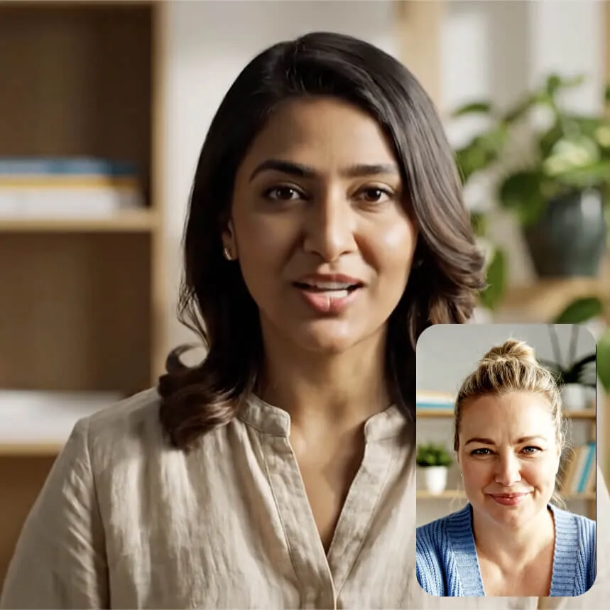A FitMate coach on a video call with a member