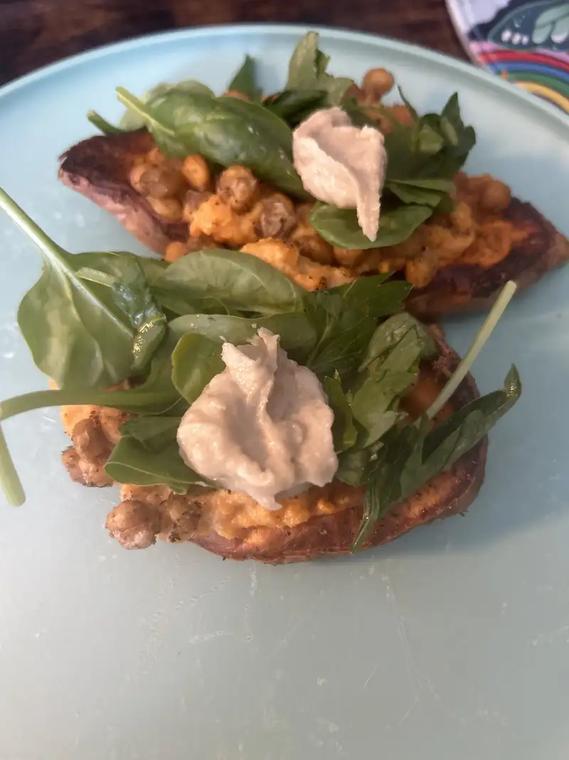 Healthy Chickpea Stuffed Sweet Potatoes Recipe