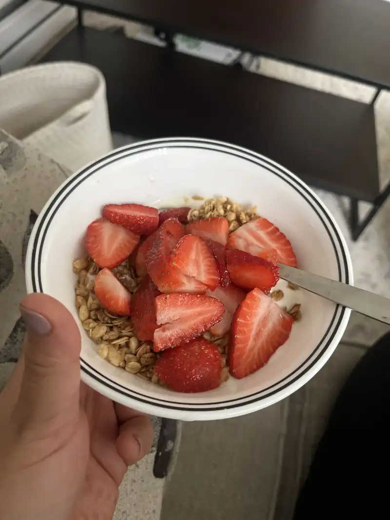 Healthy Greek Yogurt Granola and Strawberries Recipe