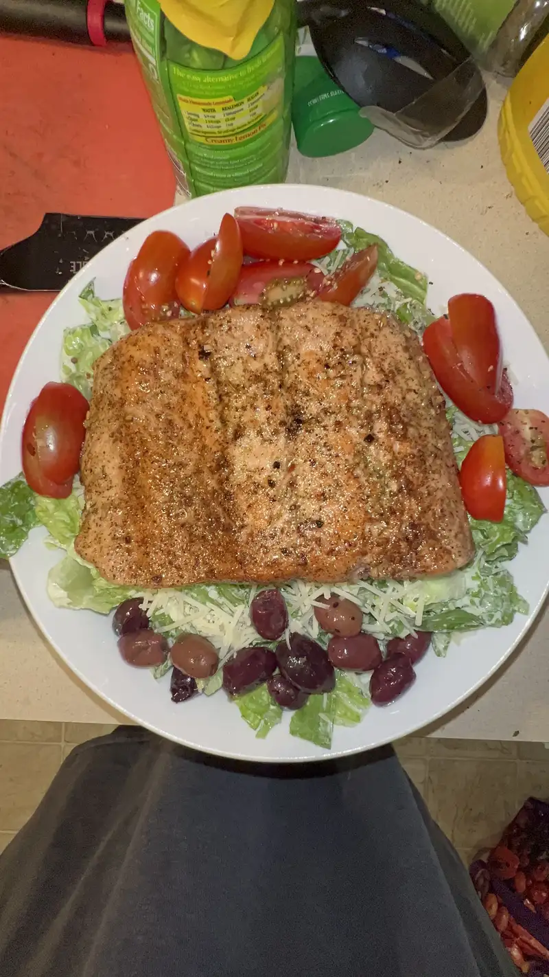 Healthy Salmon Caesar Salad Recipe