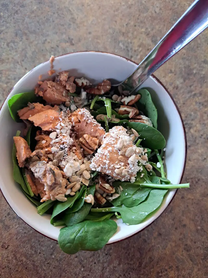 Healthy Salmon Spinach Salad Recipe