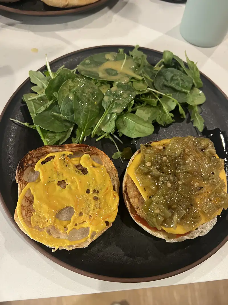 Healthy Spinach Salad with Veggie Burger Recipe